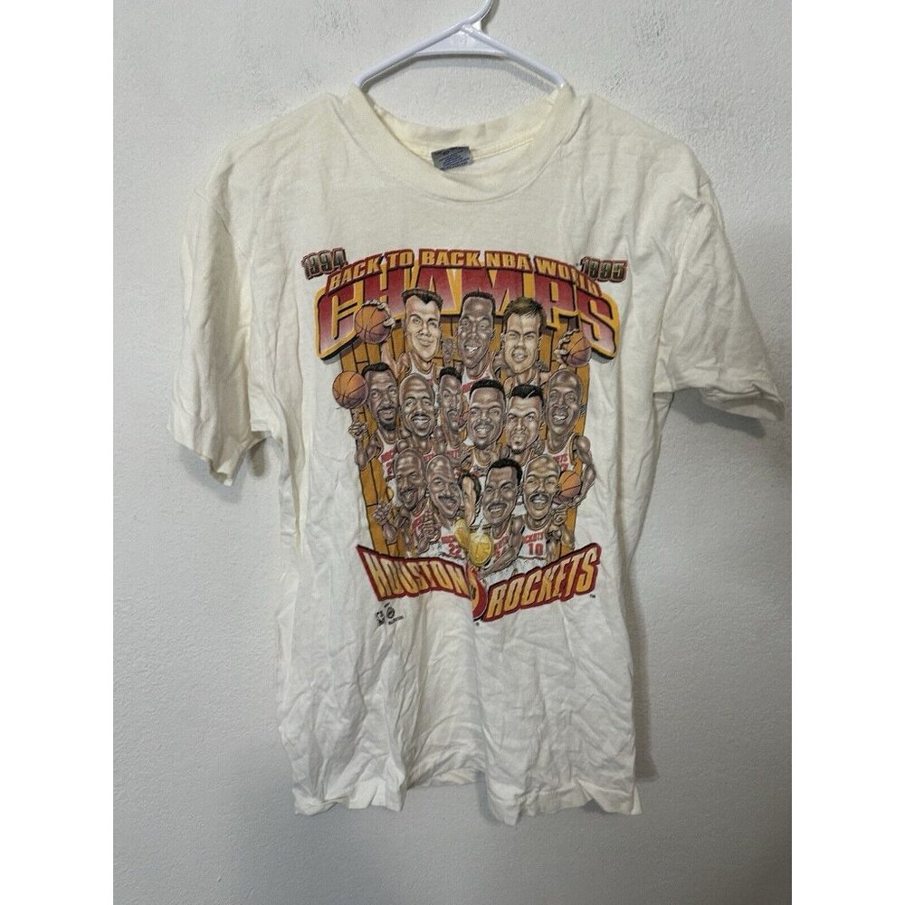 Vintage 1994 1995 Houston Rockets Back to Back World Champs Big Head Shirt Med